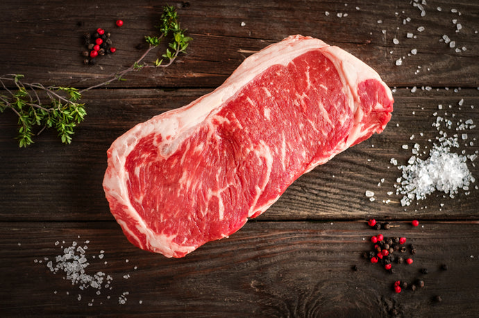 THE BUTCHER SHOPPE BEEF STRIP STEAK C/C/AA/AAA PACK OF 18 (225 GRAMS) FROZEN