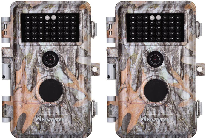 [2020 Upgrade] 2-Pack Game Trail Cameras Full HD 16MP Picture 1920x1080P Video Camouflage Wildlife Deer Hunting Cams with 65Ft Night Vision, Hunters Password Protected Animal Tracking Cams, PIR Motion Sensor Activated IP66 Waterproof
