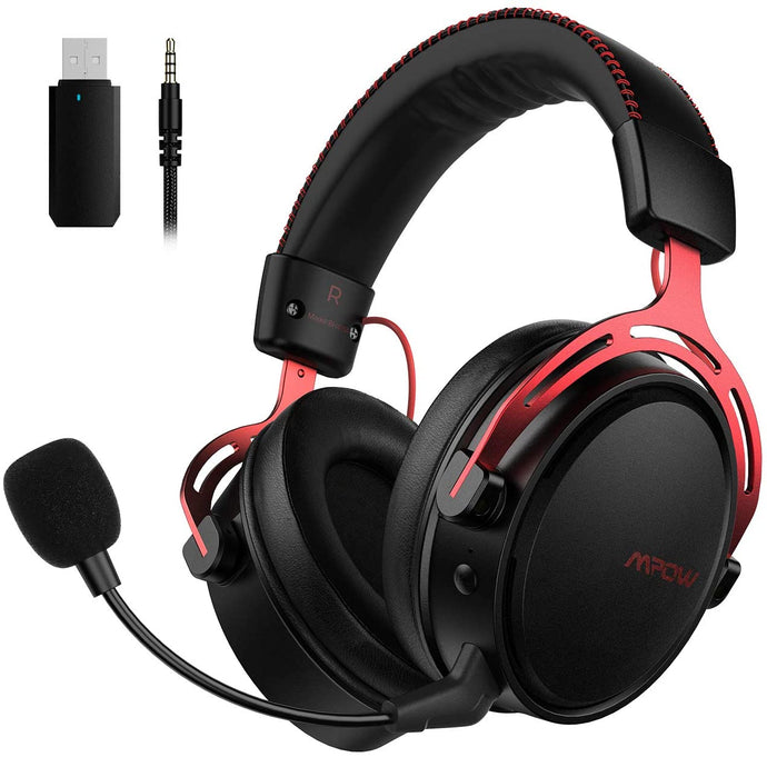 Mpow Air 2.4G Wireless Gaming Headset for PS4/PC Computer Headset with Dual Chamber Driver,17-Hour of Wireless Use(Wired Optional), Detachable Noise Cancelling Mic, Bass, Over-Ear Gaming Headphones
