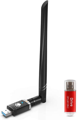 WISE TIGER WiFi Adapter for PC Gaming 1300Mbps, USB 3.0 Wireless Adapter Dual Band 5GHz 802.11 AC Wifi Dongle 5dBi Antenna Support Desktop Laptop Windows XP/Vista/7/8/10 Mac, USB Flash Driver Included