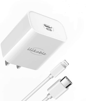 iPhone Fast Charger Mfi Certified- ilikable 18W iPhone Charger USB C Power Adapter with 6FT C to Lightning Cable, Power Delivery iPhone Lightning Charger for iPhone SE 2020 11 Xs Max XR X 8 Plus ipad