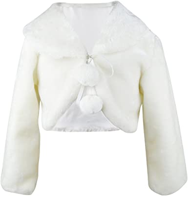 Abbyabbie.Li Flower Girl Dress Coat,Girl Cozy Faux Fur Bolero Shrug Accessories Princess Cape