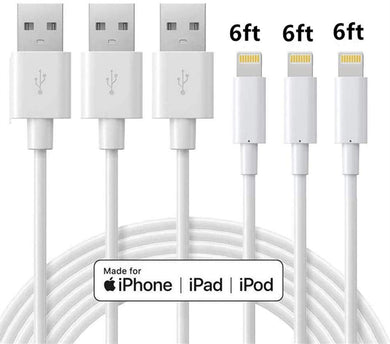 ilikable iPhone Charger Cable, 3 Pack 6ft iPhone Charger Cord, Mfi Certified Lightning Cable, Compatible with iPhone 11 Xs Max XR X 8 7 6s Plus, ipad Mini/Air, iPod, Airpods - White