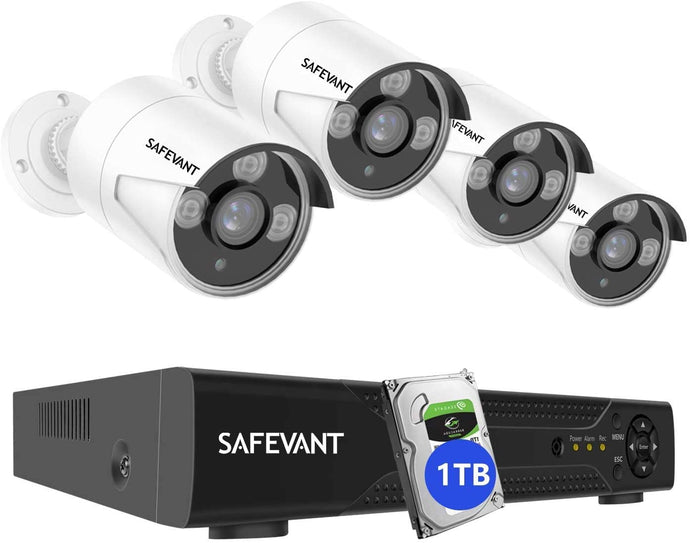 [5MP 1TB] Security Camera System,SAFEVANT Super HD 8CH DVR CCTV System 4pcs 2.5×1080P Indoor Outdoor Home Surveillance Cameras with Night Vision Motion Detection