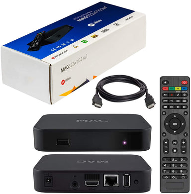 MAG 322 W1 IPTV Box + in Built WiFi + HDMI Cable + Remote + Power Adapter