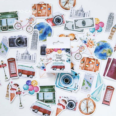 46 Pcs/bag Diy Cute Kawaii Girl Papers Travel Stickers Vintage Romantic For Diary Decoration Scrapbooking