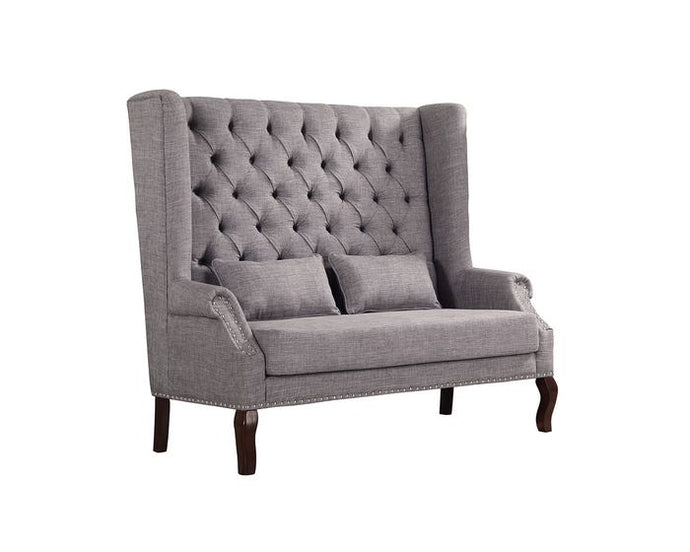 Brassex tufted accent love seat in grey Free Delivery