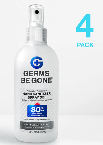 4 spray bottles - 80% Germs Be Gone - 148mL (5oz)