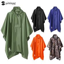SaphiRose Hooded Rain Poncho Waterproof Raincoat Jacket for Men Women Adults