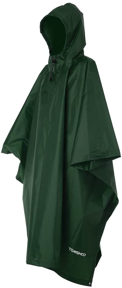 TOMSHOO Multifunctional Raincoat with Hood Hiking Cycling Rain Cover Lightweight Poncho Rain Coat Outdoor Camping Tent Mat - DeliverMyCart.com