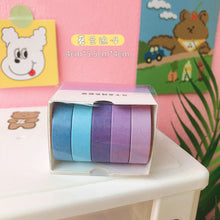 5Rolls/box Solid Color Washi Tape Set Decorative Masking Tape Cute Scrapbooking Adhesive Tape School Stationery Supplies