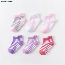 6 Pairs/lot 0 to 6 Yrs Cotton Children&#39;s Anti-slip Boat Socks For Boys Girl Low Cut Floor Kid Sock With Rubber Grips Four Season