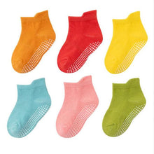 6 Pairs/lot 0 to 6 Yrs Cotton Children&#39;s Anti-slip Boat Socks For Boys Girl Low Cut Floor Kid Sock With Rubber Grips Four Season