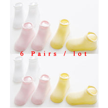 6 Pairs/lot 0 to 6 Yrs Cotton Children&#39;s Anti-slip Boat Socks For Boys Girl Low Cut Floor Kid Sock With Rubber Grips Four Season