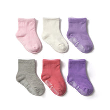 6 Pairs/lot 0 to 6 Yrs Cotton Children&#39;s Anti-slip Boat Socks For Boys Girl Low Cut Floor Kid Sock With Rubber Grips Four Season