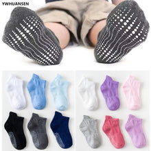 6 Pairs/lot 0 to 6 Yrs Cotton Children&#39;s Anti-slip Boat Socks For Boys Girl Low Cut Floor Kid Sock With Rubber Grips Four Season