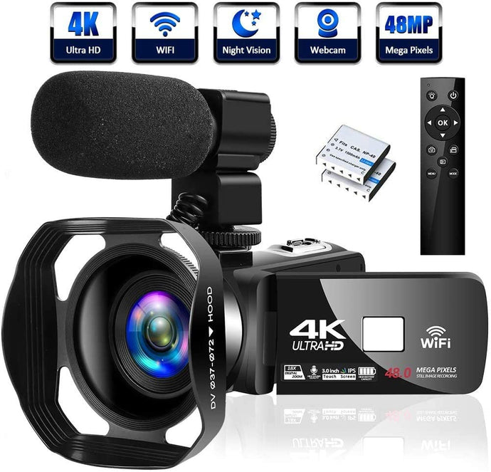 Video Camera Camcorder 4K Digital YouTube Vlogging Camera,48M 16X Digital Zoom Camcorder 3 in Touch Screen Camcorder with Microphone