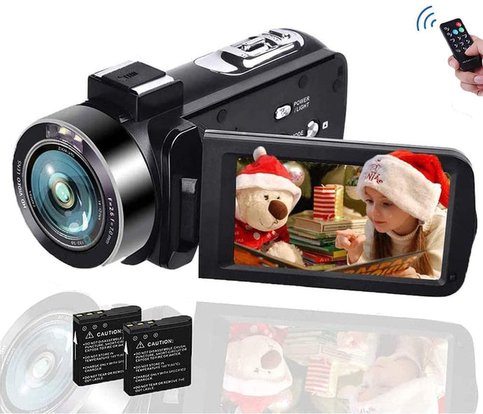 Camcorders, 1080P 30FPS Vlogging Camera, 18X Digital Zoom Video Camera Digital Camcorder with 2 Batteries for Amateurs Beginners