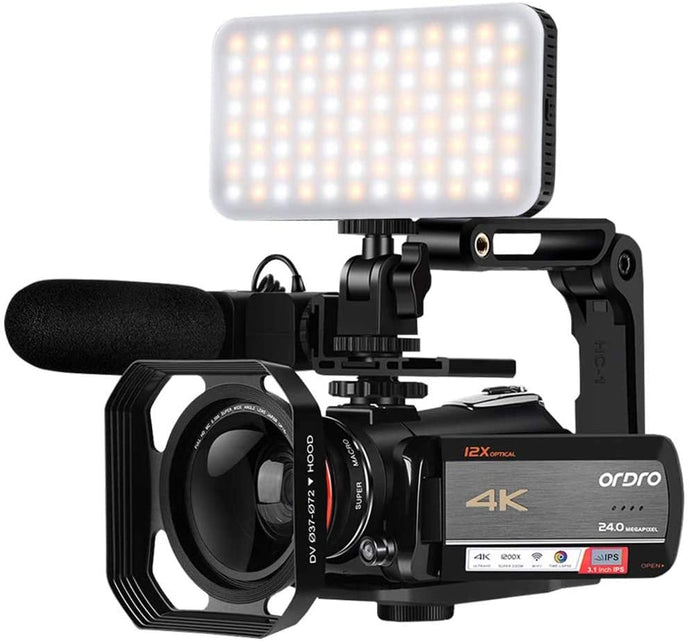 Camcorder 4K Video Camera, ORDRO AC5 UHD Camcorder with 12x Optical Zoom 3.1