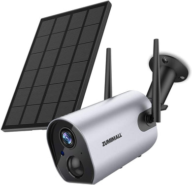 Wireless Outdoor WiFi Security Camera, Rechargeable Battery Solar Powered Home Security Camera, 1080P Night Vision/Waterproof, PIR Motion Detection, 2-Way Audio, Compatible with Cloud Storage/SD Slot