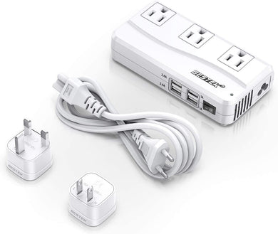 BESTEK Universal Travel Adapter 220V to 110V Voltage Converter with 6A 4-Port USB Charging and UK/AU/US/EU Worldwide Plug Adapter