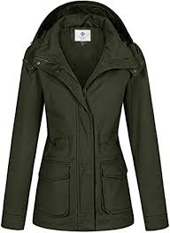 WenVen Women's Versatile Anorak Military Hooded Jacket Drawstring