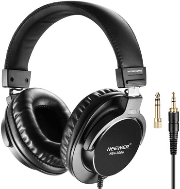 Neewer Studio Monitor Headphones, Rotatable Headsets with 45mm Loudhailer Driver, 6.35mm Plug Adapter for PC, Cell Phones, TV