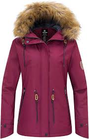 Wantdo Women's Ski Jacket Fleece Lining Winter Coat with Detachable Hood