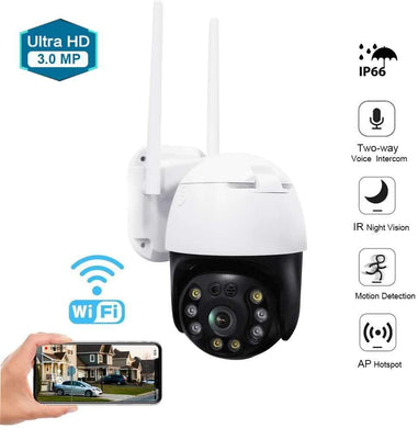 Aouevyo PTZ Outdoor Camera WiFi Security IP Camera 3MP Home Surveillance Camera 2.4G Pan Tilt Dome Camera Motion Detection Alert 33ft IR Night Vision, Waterproof IP66 With Two-Way Audio Outdoor Wireless Security Camera for Home/Office/School/Shopping Mall