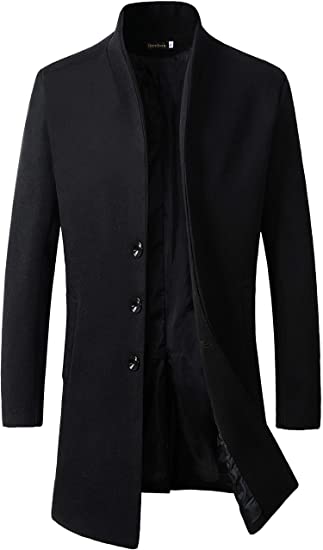 Beninos Men's Trench Coat Winter Long Jacket Button Closer Overcoat
