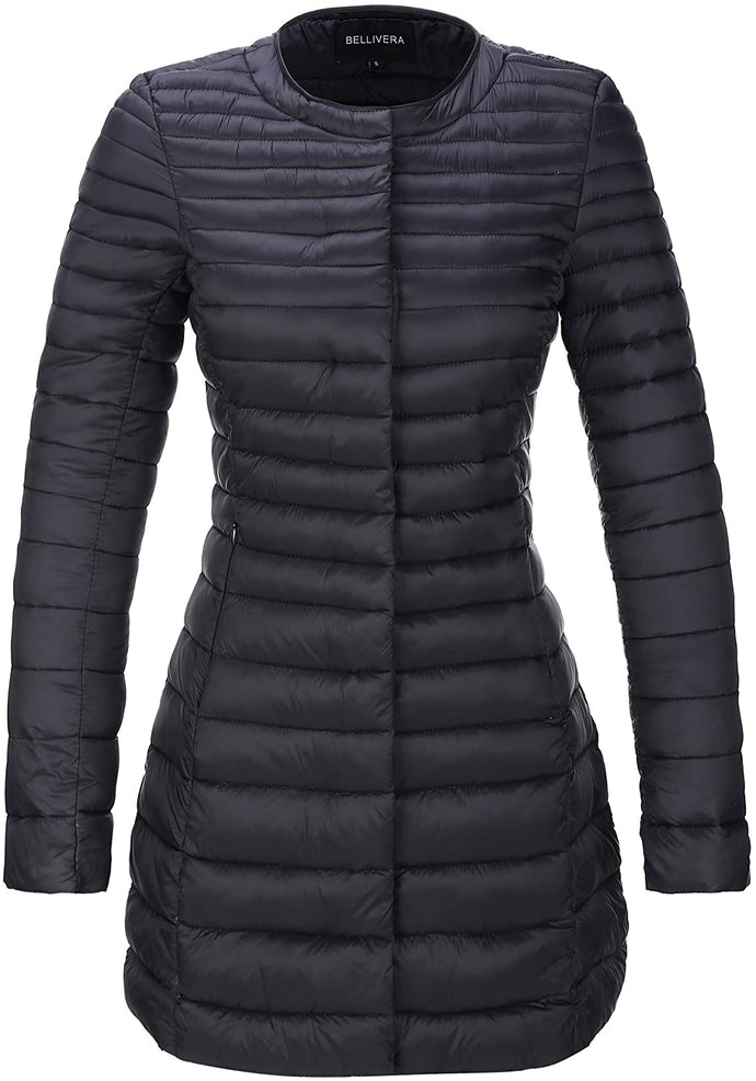Bellivera Women's Quilted Lightweight Padding Jacket, Puffer Coat Cotton Filling with 2 Pockets - DeliverMyCart.com