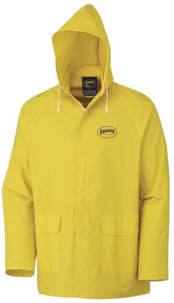 Pioneer V3010560-M Vented Rain Jacket - 2 Large Cargo Pockets, Yellow, M