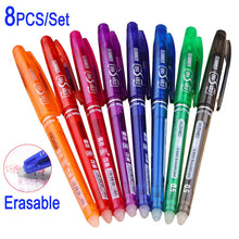 8Pcs/Set Erasable Gel Pen 0.7mm 0.5mm Bullet Tip Blue Black Red Ink Refill Rods 8 Color Writing Drawing Painting Washable Handle