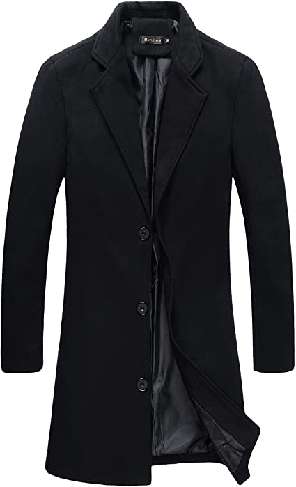 Beninos Mens Trench Coat Slim Fit Notched Collar Overcoat - DeliverMyCart.com