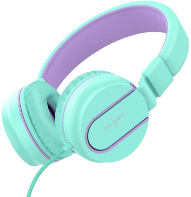 AILIHEN I35 Kids Headphones with Microphone for Boys Girls Children Teens Lightweight Foldable Headsets 3.5mm Jack for School Travel Cellphones Computer Laptop Tablets(Light Blue)
