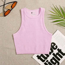 Crop Top Women Solid Basic T-shirts Vest Seamless Streetwear Elastic Rib-Knit Sleeveless Casual Tank Tops Female