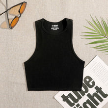 Crop Top Women Solid Basic T-shirts Vest Seamless Streetwear Elastic Rib-Knit Sleeveless Casual Tank Tops Female