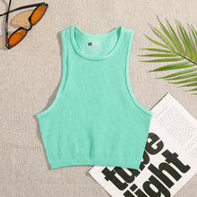 Crop Top Women Solid Basic T-shirts Vest Seamless Streetwear Elastic Rib-Knit Sleeveless Casual Tank Tops Female