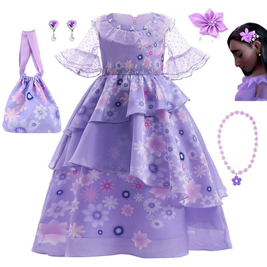 DISNEY Encanto Mirabel Isabel Madrigal Costume for Girls Halloween Toddler Frozen Princess Elsa Gown Kid Carnival Rapunzel Dress