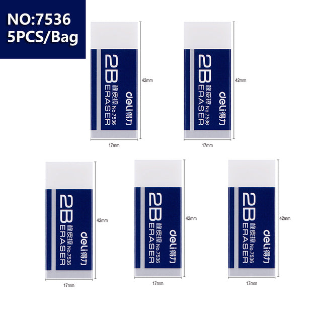 Deli 5pcs/ School Supplies Pencil Eraser Gifts School Office Correction Supplies Erasers Rubber for Kids Clear Eraser Set 2B 4B