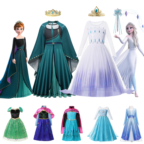 Disney Frozen Costume Princess Dress for Girls White Sequined Mesh Ball Gown Carnival Clothing Kids Cosplay Snow Queen Elsa Anna