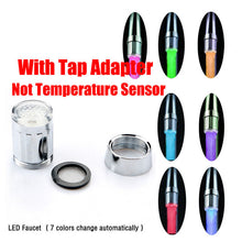 LED Water Faucet Stream Light Kitchen Bathroom Shower Tap Faucet Nozzle Head 7 Color Change Temperature Sensor Light Faucet led