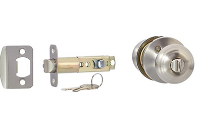 Basics Entry Door Knob With Lock, Classic, Satin Nickel