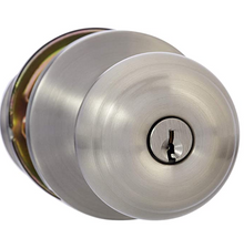 Basics Entry Door Knob With Lock, Classic, Satin Nickel