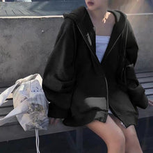 Oversized Zip Up Hoodie Women Plain Korean Fashion Simple Sweatshirt Pockets Big Size 5xl Poleron Baggy Solid Hoodie Drawstring