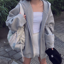 Oversized Zip Up Hoodie Women Plain Korean Fashion Simple Sweatshirt Pockets Big Size 5xl Poleron Baggy Solid Hoodie Drawstring