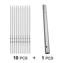 Stainless Steel Barbecue Skewer Storage Tube Reusable Grill Sticks Flat BBQ Fork BBQ Utensil Kitchen Outdoor Camping Accessories