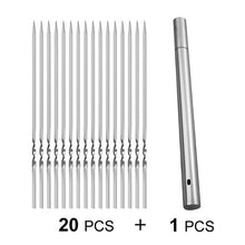 Stainless Steel Barbecue Skewer Storage Tube Reusable Grill Sticks Flat BBQ Fork BBQ Utensil Kitchen Outdoor Camping Accessories