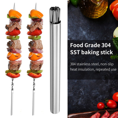 Stainless Steel Barbecue Skewer Storage Tube Reusable Grill Sticks Flat BBQ Fork BBQ Utensil Kitchen Outdoor Camping Accessories