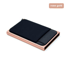 YUECIMIE Slim Aluminum Wallet With Elasticity Back Pouch ID Credit Card Holder Mini RFID Wallet Automatic Pop up Bank Card Case